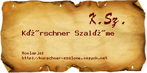 Kürschner Szalóme névjegykártya